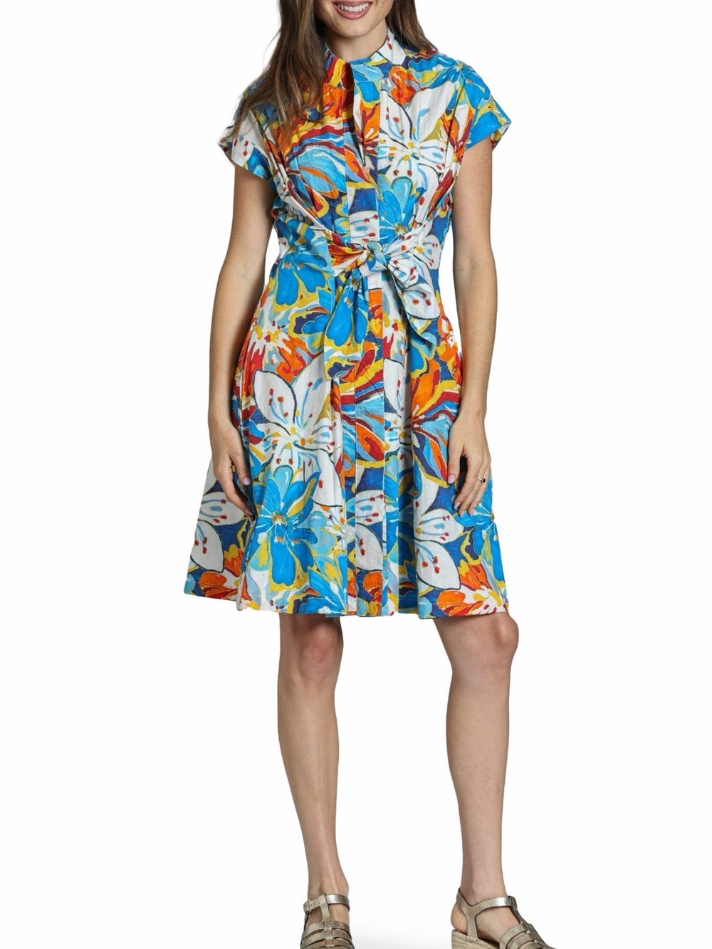 APNY NY Nordstrom Floral Print Tie A-Line Dress NWOT Size XS